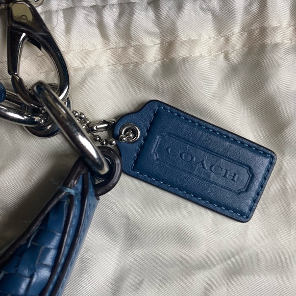 Genuine Coach Kristin Woven Leather Blue Hobo Crossbody Shoulder Bag w/Dust Bag - Picture 9 of 16